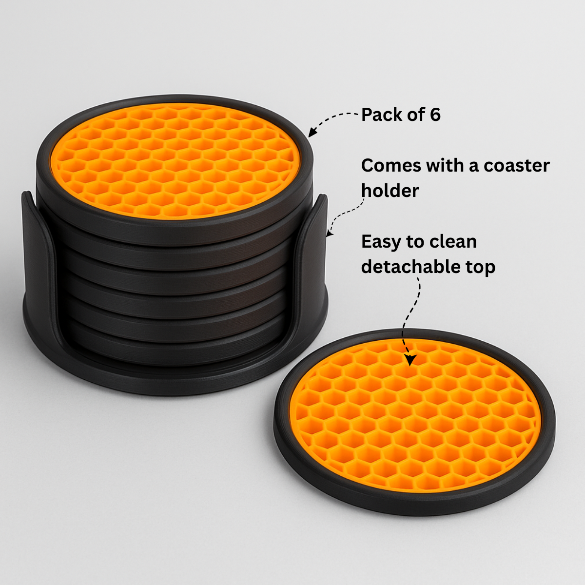 Honeycomb Coasters with Storage Holder - Set of 6 Coasters