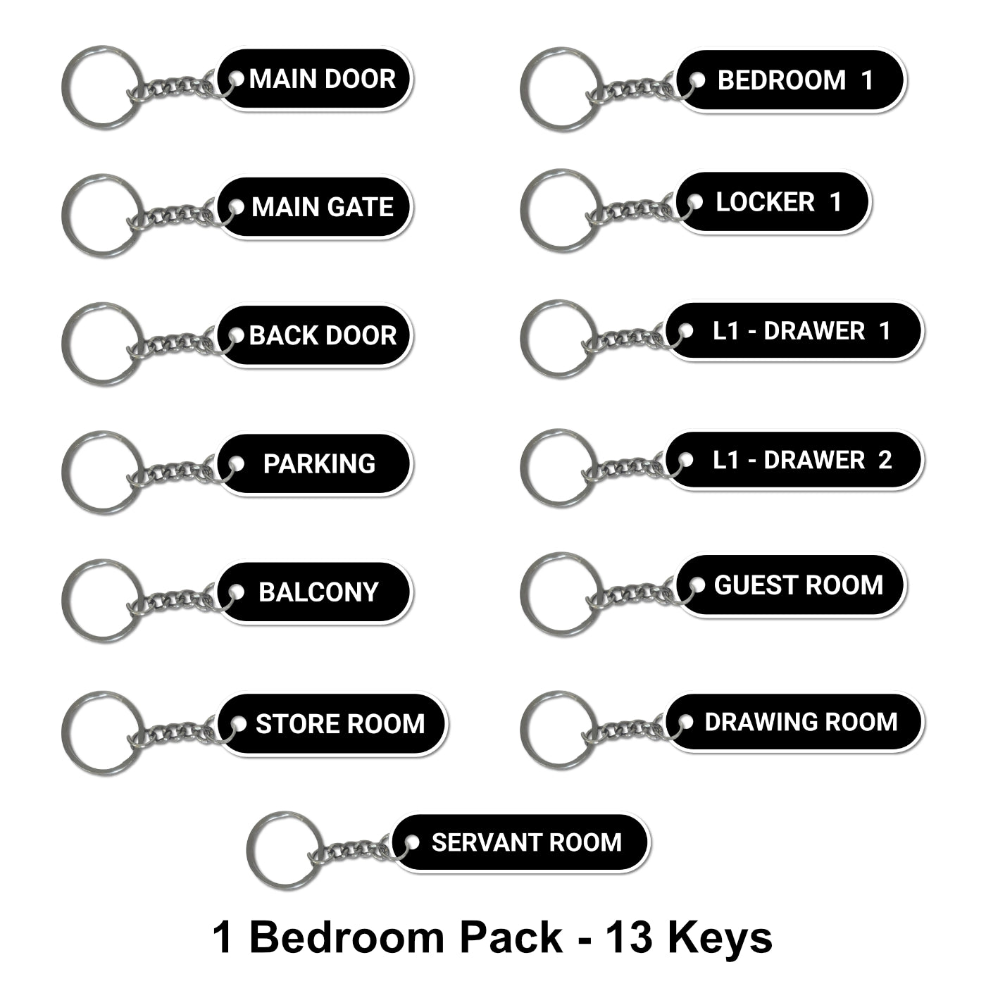 The Complete Home Key Organizer Set | Pre-Labeled Home Keychain Pack (1, 2, 3, or 4 Bedrooom Options)
