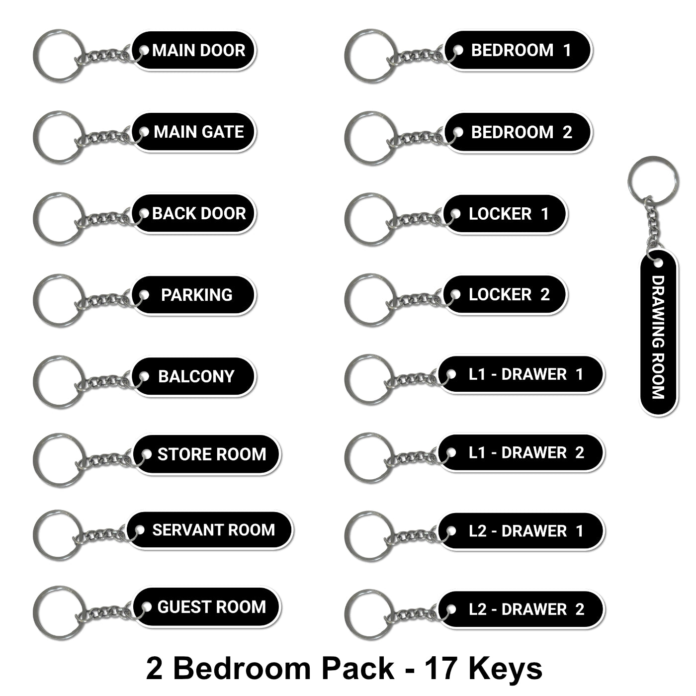 The Complete Home Key Organizer Set | Pre-Labeled Home Keychain Pack (1, 2, 3, or 4 Bedrooom Options)