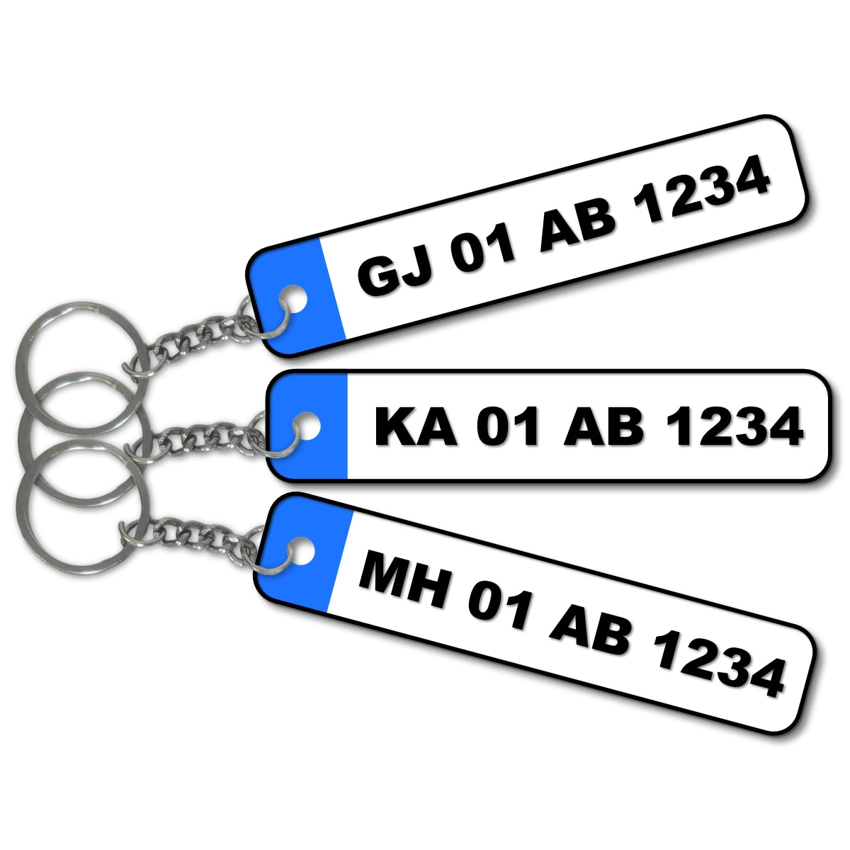 Indian Vehicle Number Plate Keychain | Custom Number Plate Keychain | Pack of 3