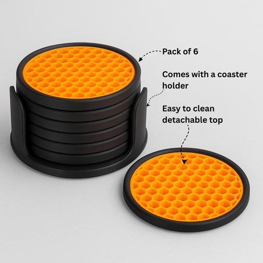 Honeycomb Coasters with Storage Holder - Set of 6 Coasters