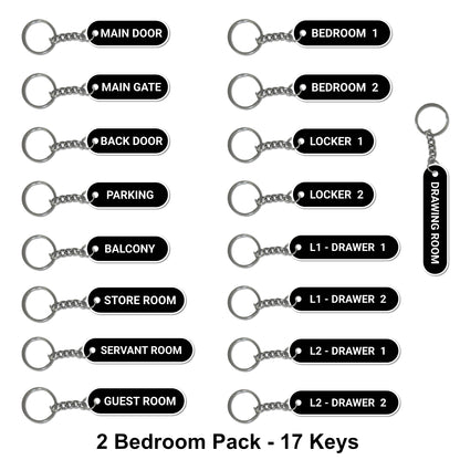 The Complete Home Key Organizer Set | Pre-Labeled Home Keychain Pack (1, 2, 3, or 4 Bedrooom Options)