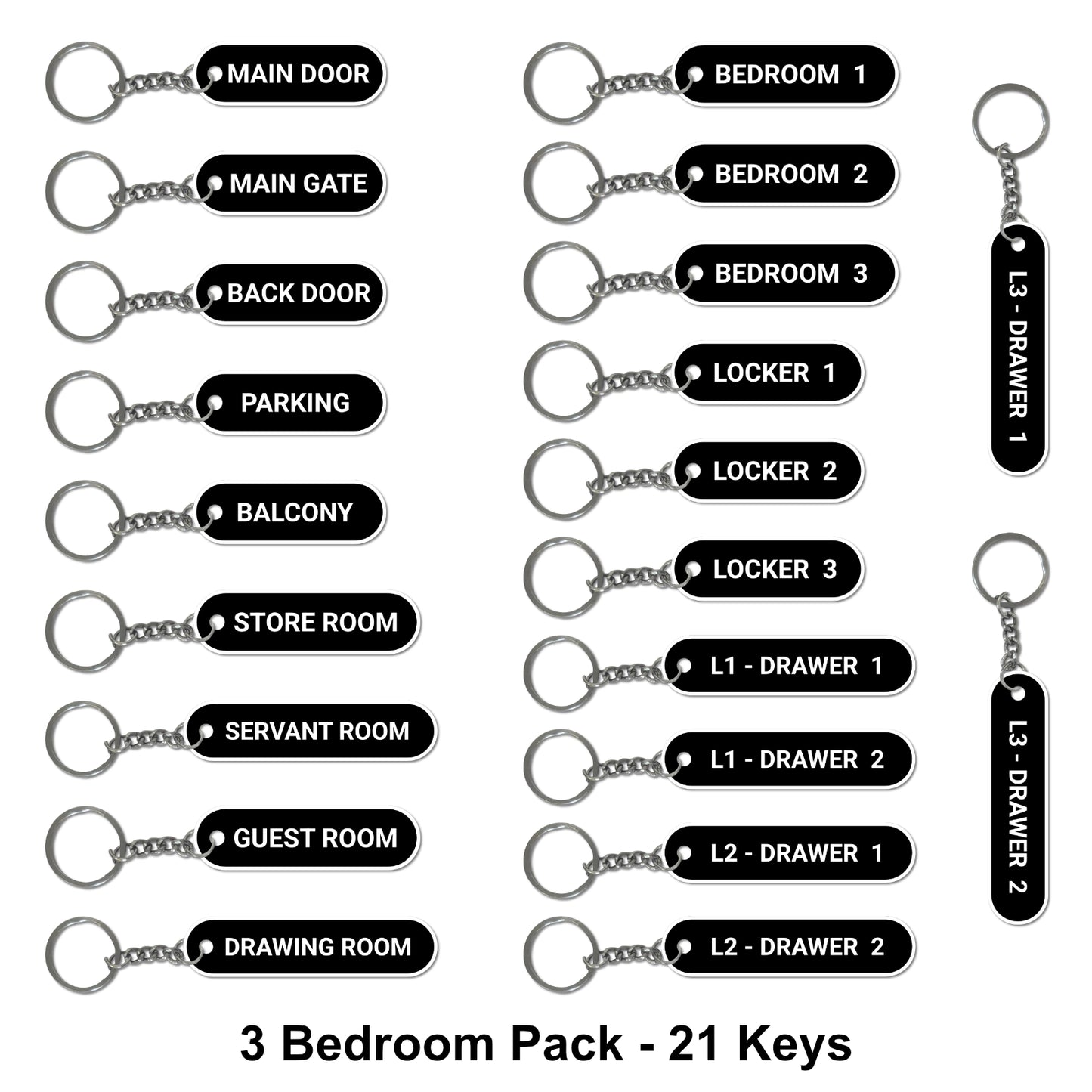 The Complete Home Key Organizer Set | Pre-Labeled Home Keychain Pack (1, 2, 3, or 4 Bedrooom Options)