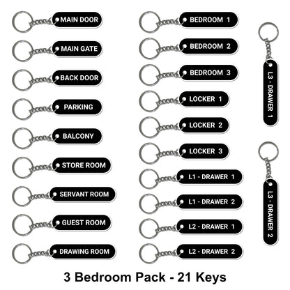 The Complete Home Key Organizer Set | Pre-Labeled Home Keychain Pack (1, 2, 3, or 4 Bedrooom Options)