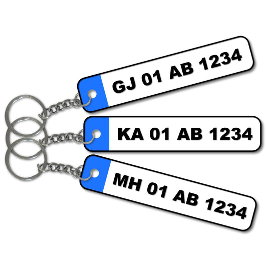 Indian Vehicle Number Plate Keychain | Custom Number Plate Keychain | Pack of 3